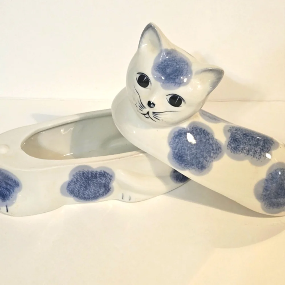 RARE VTG MR. MAN CAT PORCELAIN TRINKET JEWELRY FIGURINE 1983